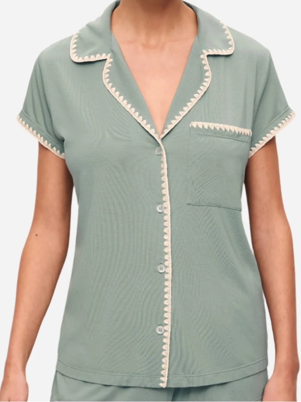 Eberjey Frida Tencel Modal Short Sleeve Pajama Top in Eucalyptus SZ S EUC